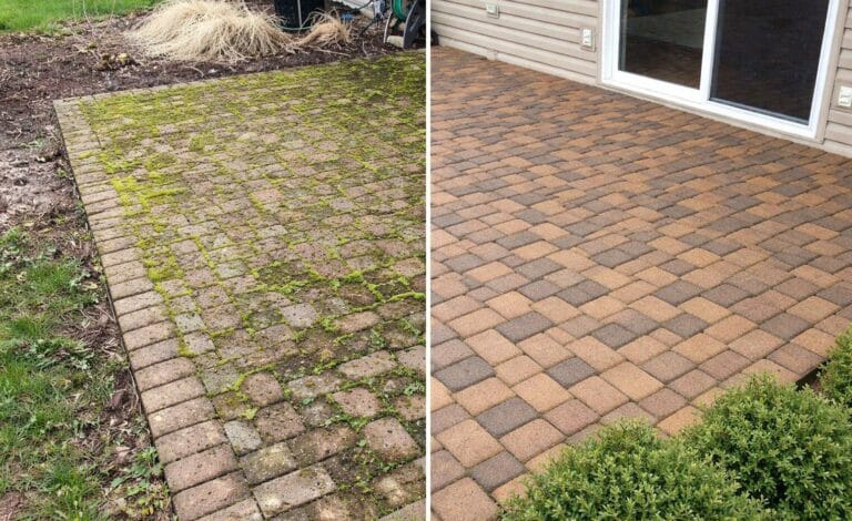 Power Washing Brick Patio Before and After