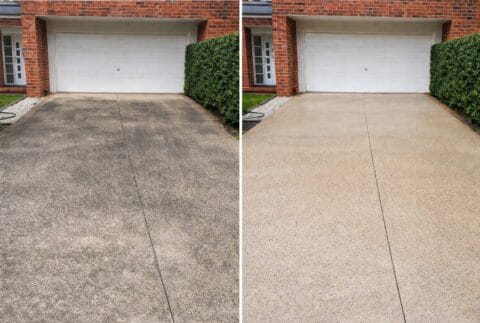 Pressure Washed Driveway Before and After